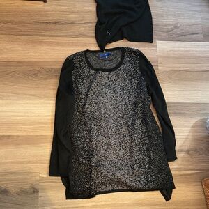 Apt. 9 Black and Gray Silver Sweater tunic